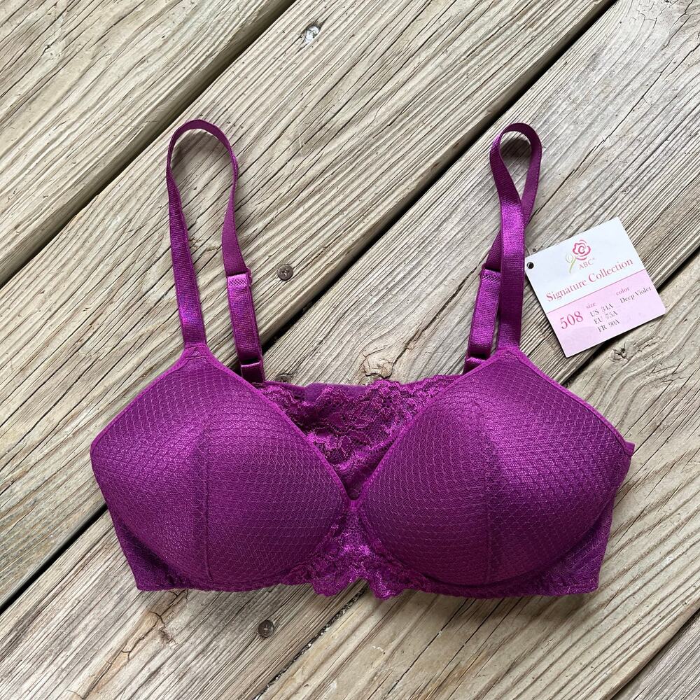 American Breast Care Women's Mastectomy Bra Deep Violet Size 34A. NEW!